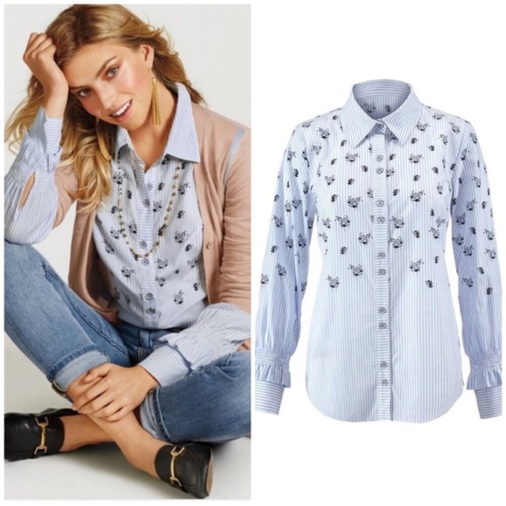 CAbi Whitney Button Down Shirt Sprint Blue Medium